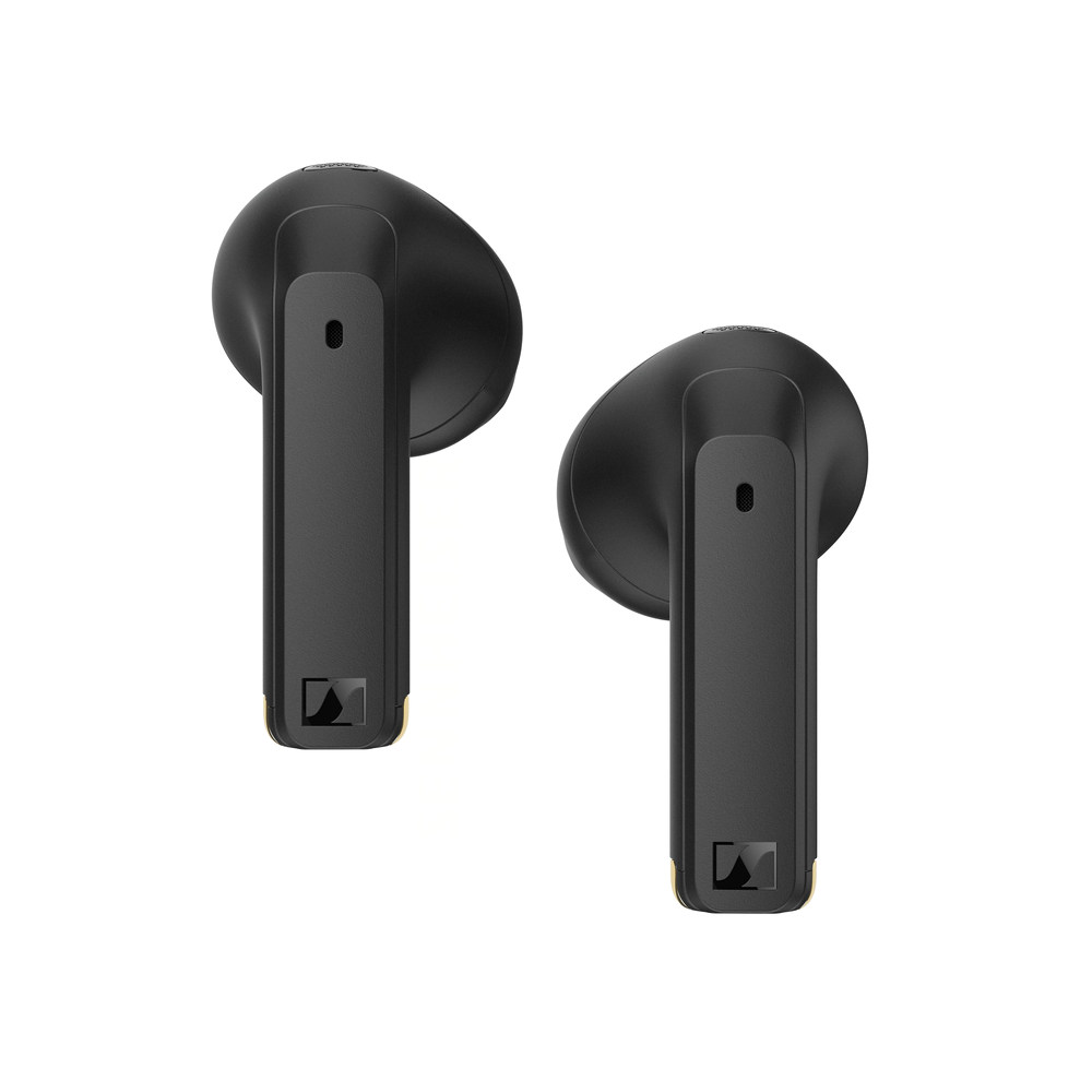 a pair of black earbuds
description automatically generated